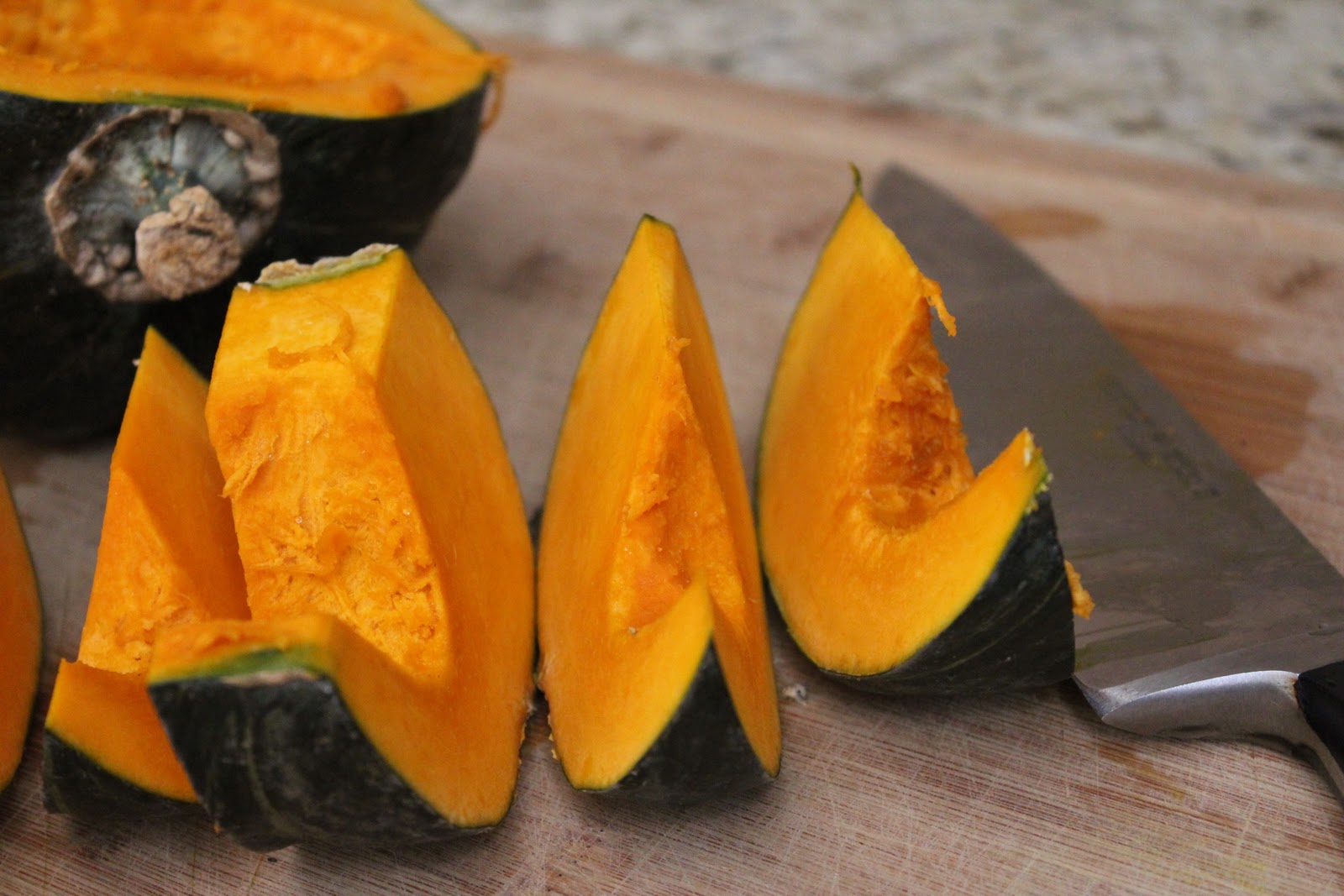 kabocha pumpkin yellow cut