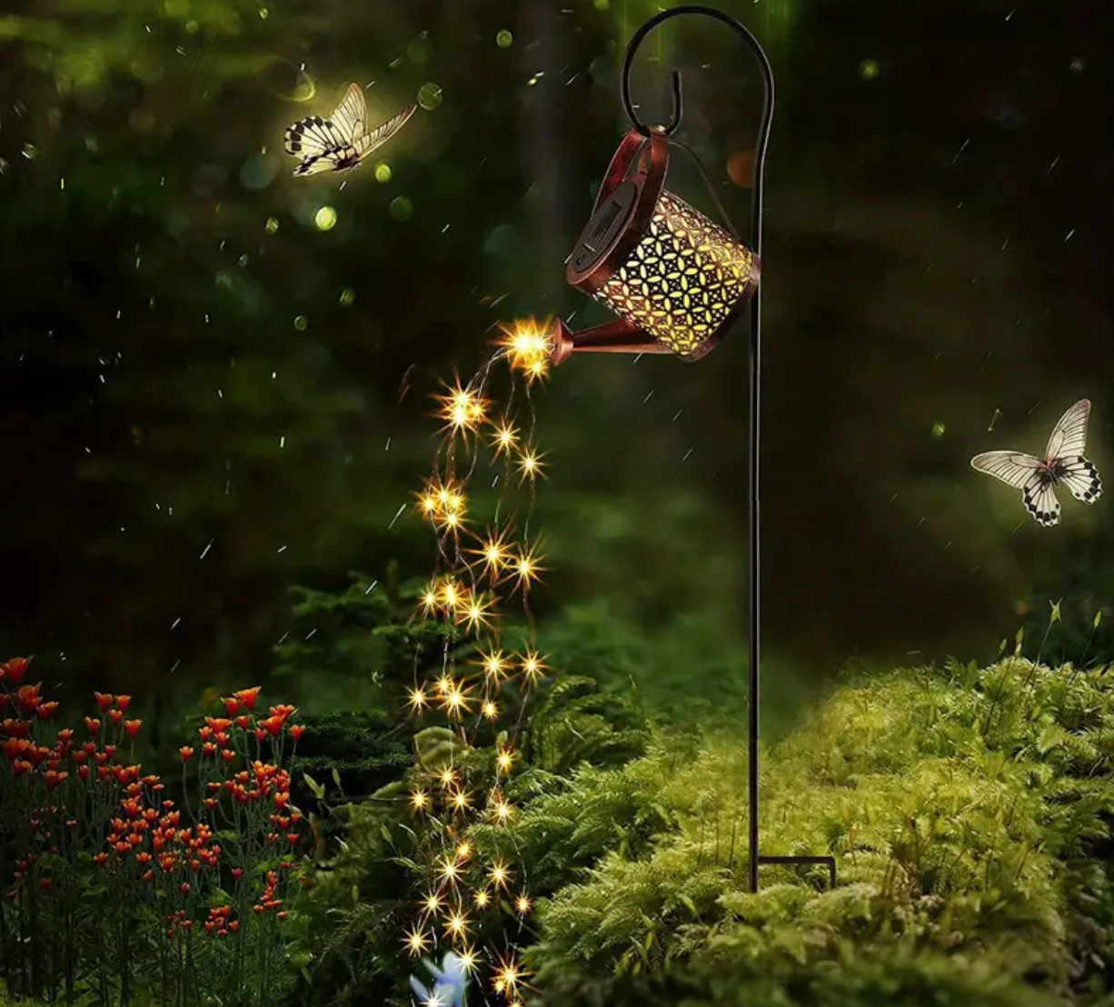 Whimsical Decorative Solar Watering Can With Lights Outdoor Garden D