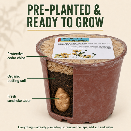 Pre-Planted Jerusalem Artichoke Pots – Easiest Way to Grow!