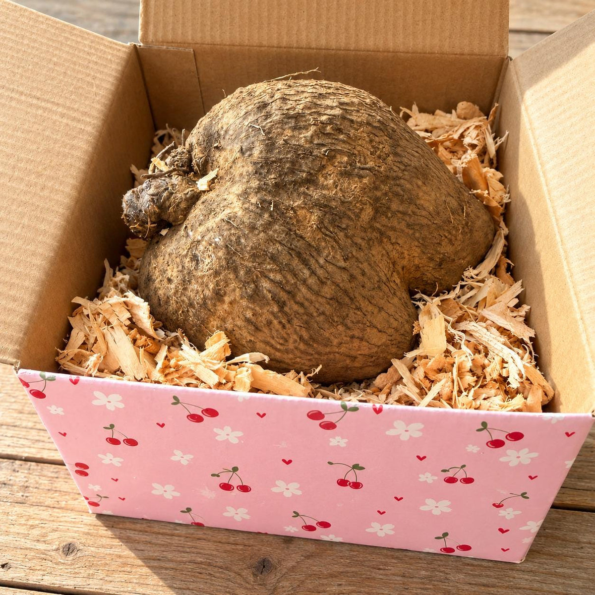 Ñame yam packed in its shipping box